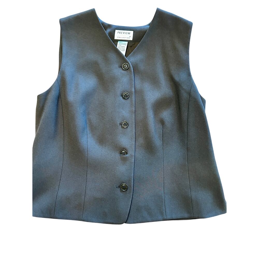 Preview Collection Womens L Black Tailored Suit Vest Waistcoat Dark Academia EUC